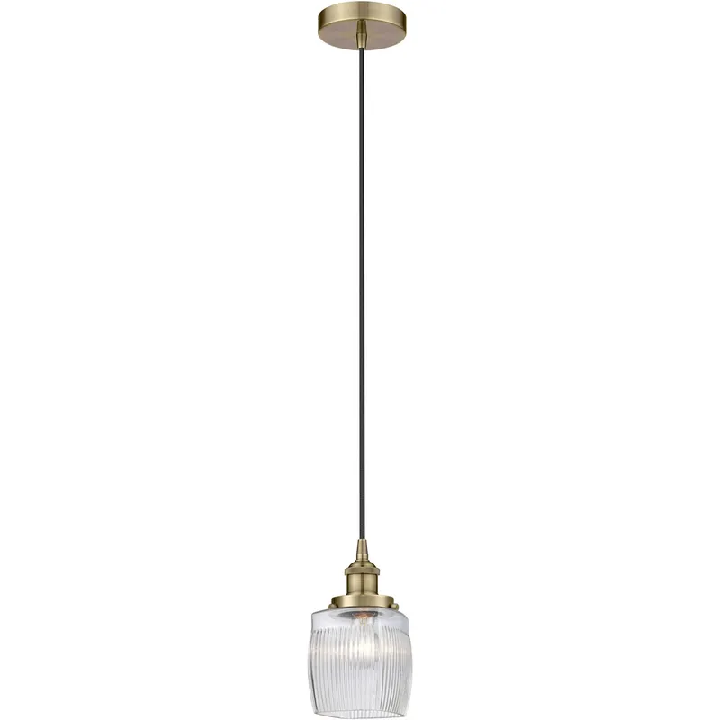 Edison Colton 1 Light 6 inch Antique Brass Mini Pendant Ceiling Light