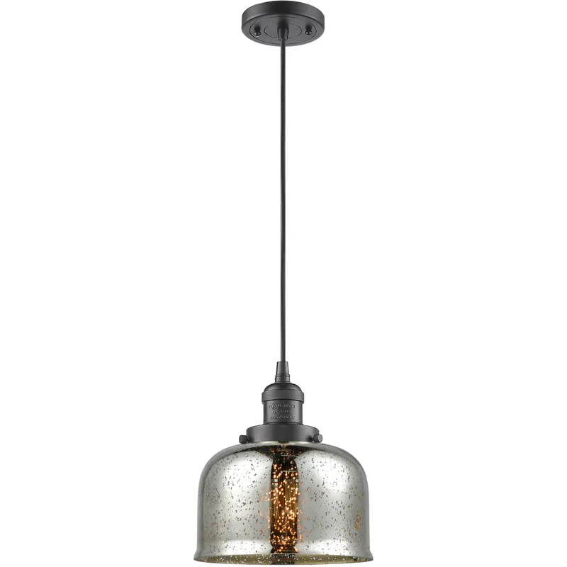 Franklin Restoration Bell 1 Light 8 inch Oil Rubbed Bronze Mini Pendant Ceiling Light in Incandescent, Silver Plated Mercury, Franklin Restoration