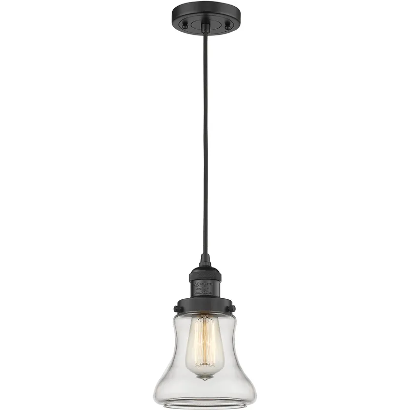 Franklin Restoration Bellmont 1 Light 6.25 inch Matte Black Mini Pendant Ceiling Light in Incandescent, Clear, Franklin Restoration