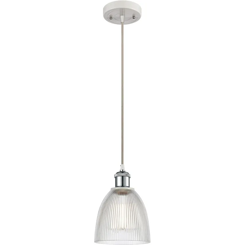 Ballston Castile 1 Light 6 inch White and Polished Chrome Mini Pendant Ceiling Light in Clear Glass, Ballston