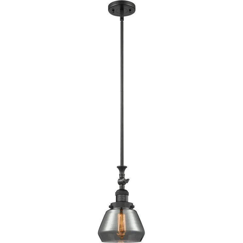 Franklin Restoration Fulton 1 Light 7 inch Matte Black Mini Pendant Ceiling Light in Bulb Not Included, Light Smoke Glass, Franklin Restoration