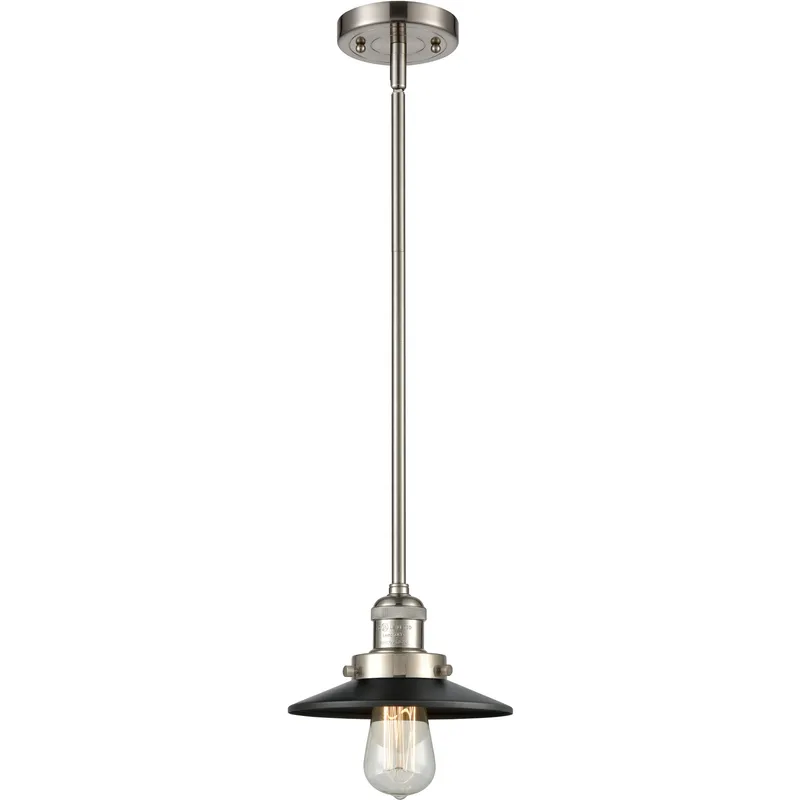 Franklin Restoration Railroad LED 8 inch Brushed Satin Nickel Mini Pendant Ceiling Light in Matte Black