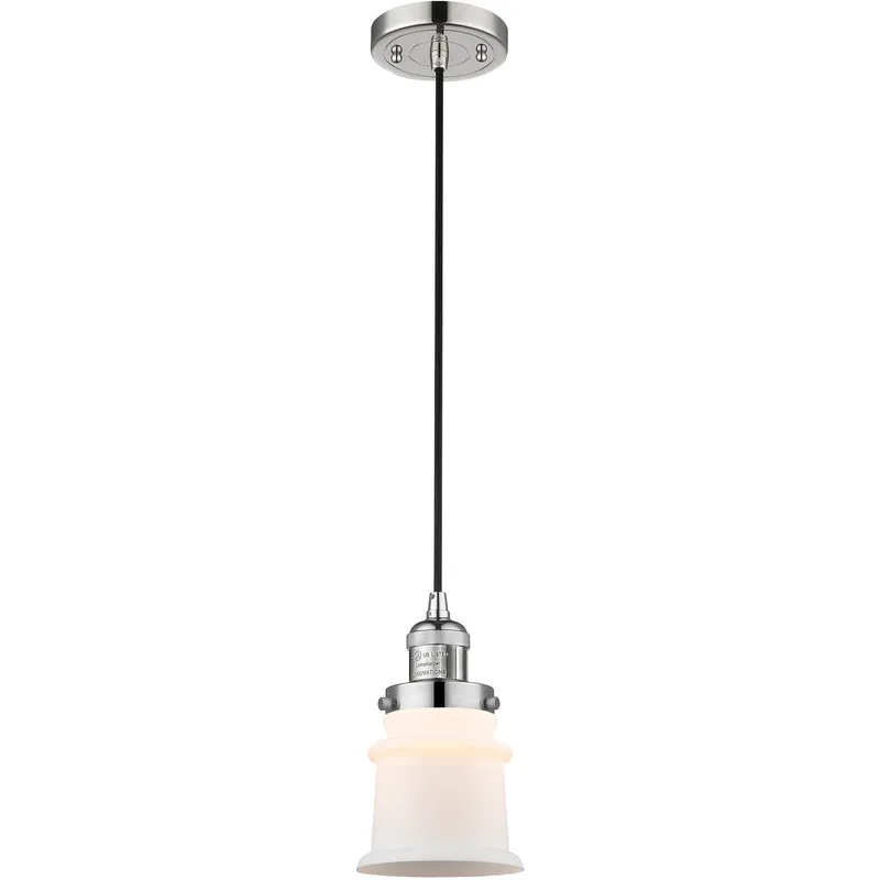 Franklin Restoration Canton 1 Light 6 inch Polished Nickel Mini Pendant Ceiling Light in Incandescent, Matte White, Franklin Restoration