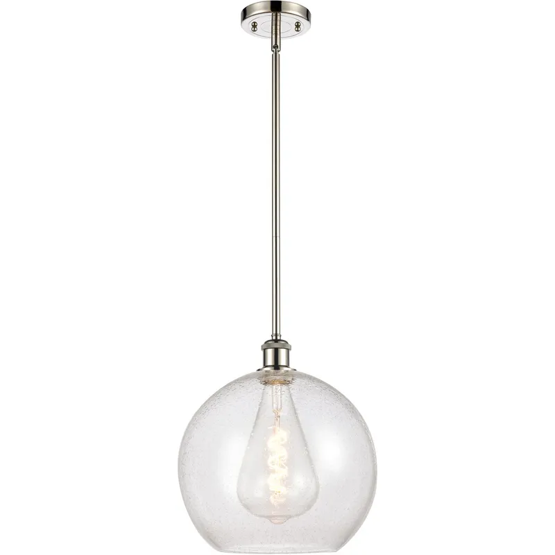 Ballston Athens 1 Light 12 inch Polished Nickel Mini Pendant Ceiling Light in Seedy Glass