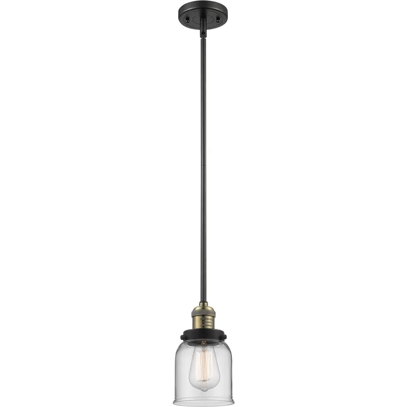 Franklin Restoration Bell LED 5 inch Black Antique Brass Mini Pendant Ceiling Light in Clear, Franklin Restoration