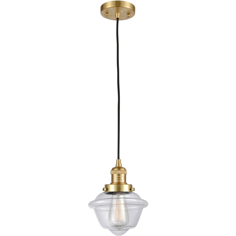 Franklin Restoration Oxford LED 7.5 inch Satin Gold Mini Pendant Ceiling Light in Clear, Franklin Restoration