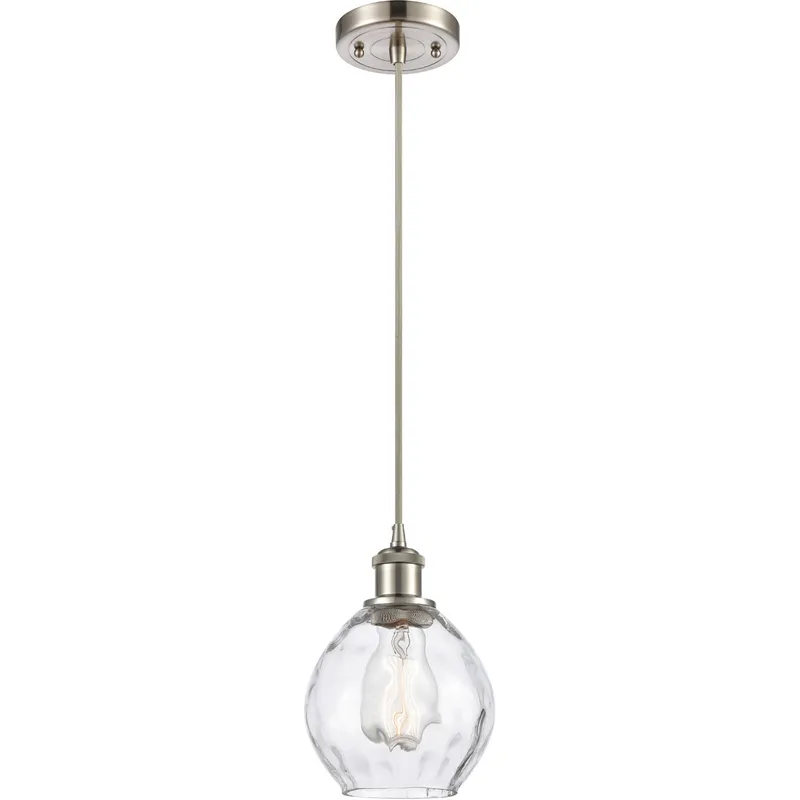 Ballston Small Waverly LED 6 inch Brushed Satin Nickel Mini Pendant Ceiling Light in Silver, Ballston