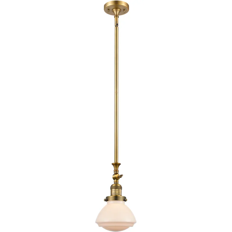 Franklin Restoration Olean 1 Light 6.75 inch Brushed Brass Mini Pendant Ceiling Light in Incandescent, Matte White, Franklin Restoration