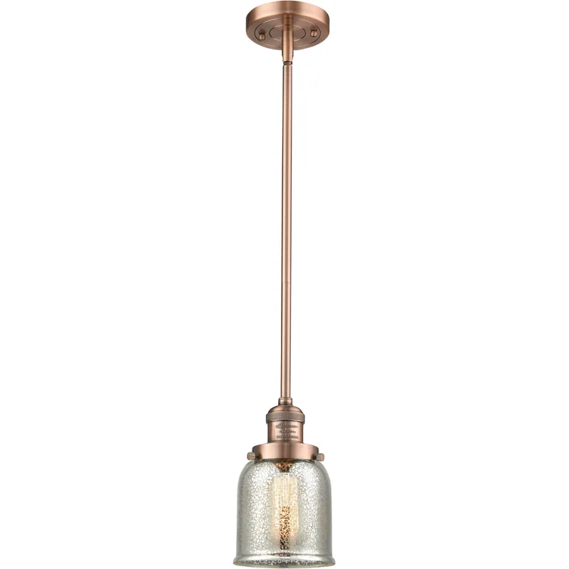 Franklin Restoration Bell 1 Light 5 inch Antique Copper Mini Pendant Ceiling Light in Incandescent, Silver Plated Mercury, Franklin Restoration