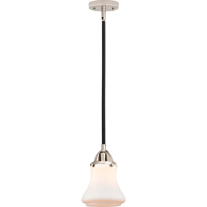 Nouveau 2 Bellmont 1 Light 6 inch Black Polished Nickel Mini Pendant Ceiling Light in Matte White Glass