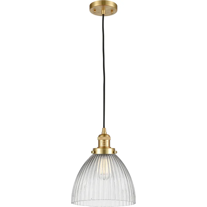 Franklin Restoration Seneca Falls 1 Light 9.5 inch Satin Gold Mini Pendant Ceiling Light in Incandescent, Franklin Restoration