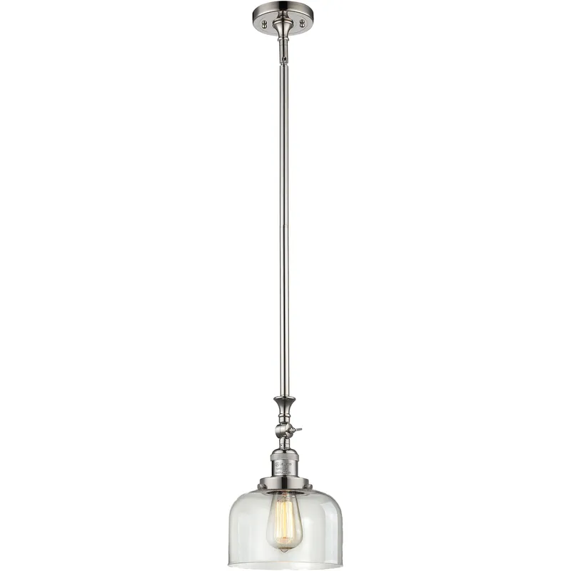 Franklin Restoration Bell LED 8 inch Polished Nickel Mini Pendant Ceiling Light in Clear, Franklin Restoration