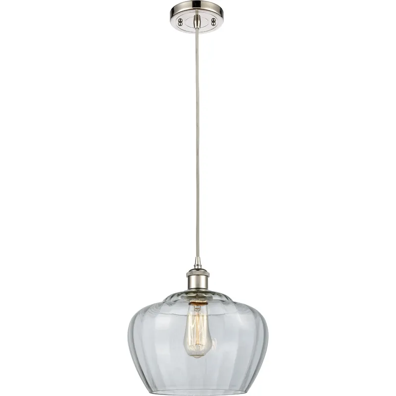 Ballston Large Fenton 1 Light 11 inch Polished Nickel Mini Pendant Ceiling Light in Clear Glass, Ballston