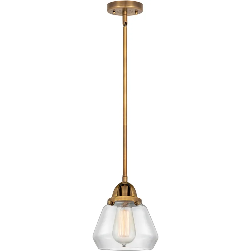 Nouveau 2 Fulton 1 Light 6.75 inch Brushed Brass Mini Pendant Ceiling Light in Incandescent, Clear