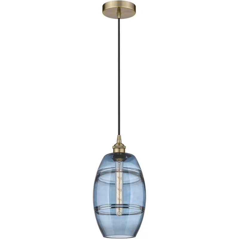 Edison Vaz 1 Light 8 inch Antique Brass Cord Hung Mini Pendant Ceiling Light