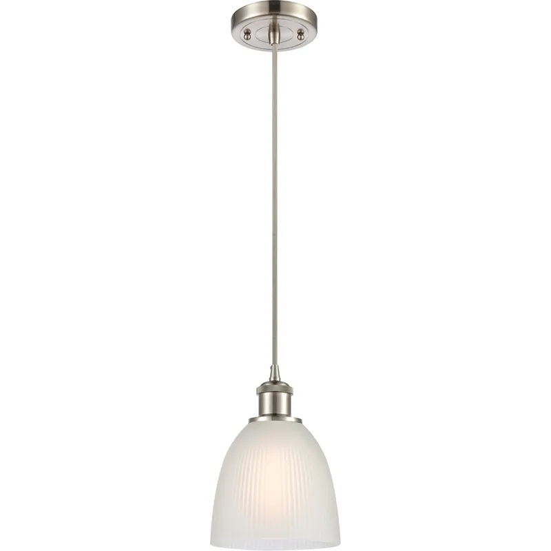 Ballston Castile 1 Light 6 inch Brushed Satin Nickel Mini Pendant Ceiling Light in White Glass, Ballston