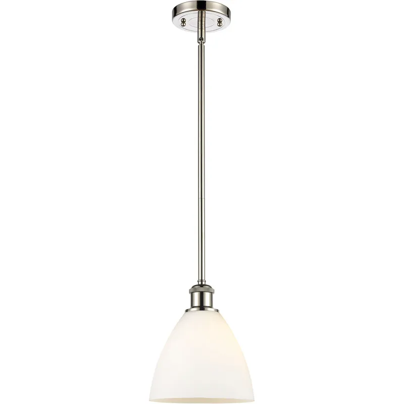 Ballston Dome LED 7.5 inch Polished Nickel Mini Pendant Ceiling Light in Matte White Glass