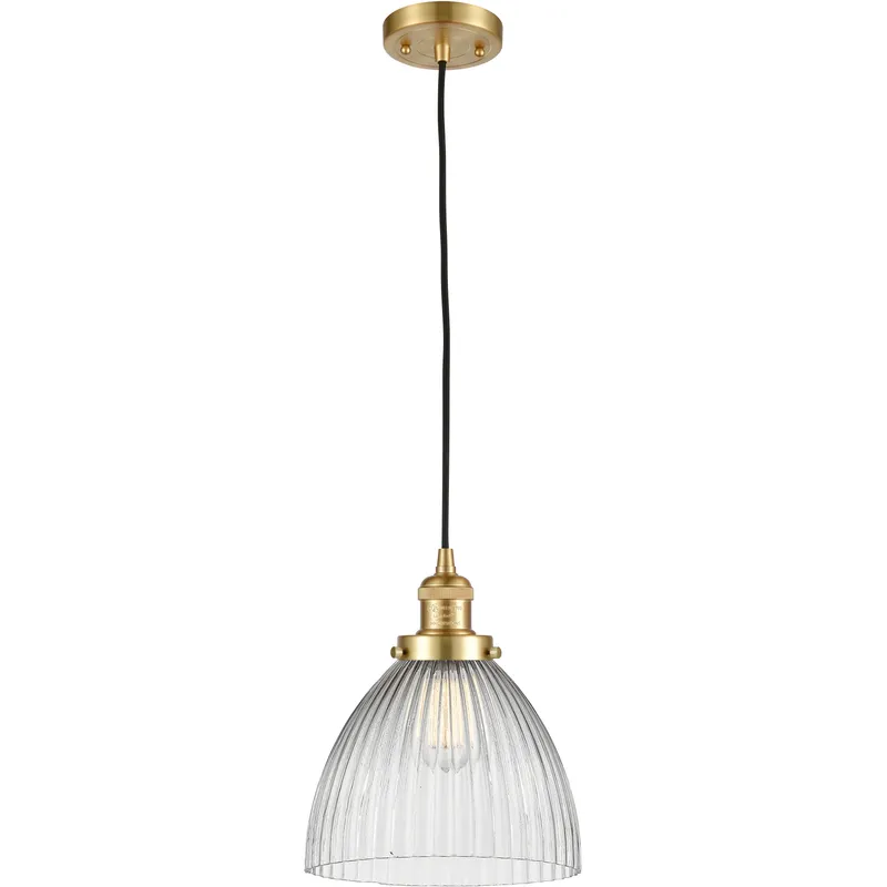 Franklin Restoration Seneca Falls LED 9.5 inch Satin Gold Mini Pendant Ceiling Light, Franklin Restoration