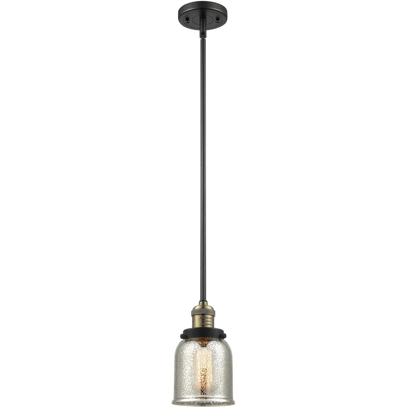 Franklin Restoration Bell 1 Light 5 inch Black Antique Brass Mini Pendant Ceiling Light in Incandescent, Silver Plated Mercury, Franklin Restoration