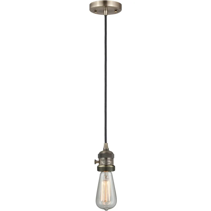 Franklin Restoration Bare Bulb LED 2 inch Antique Brass Mini Pendant Ceiling Light