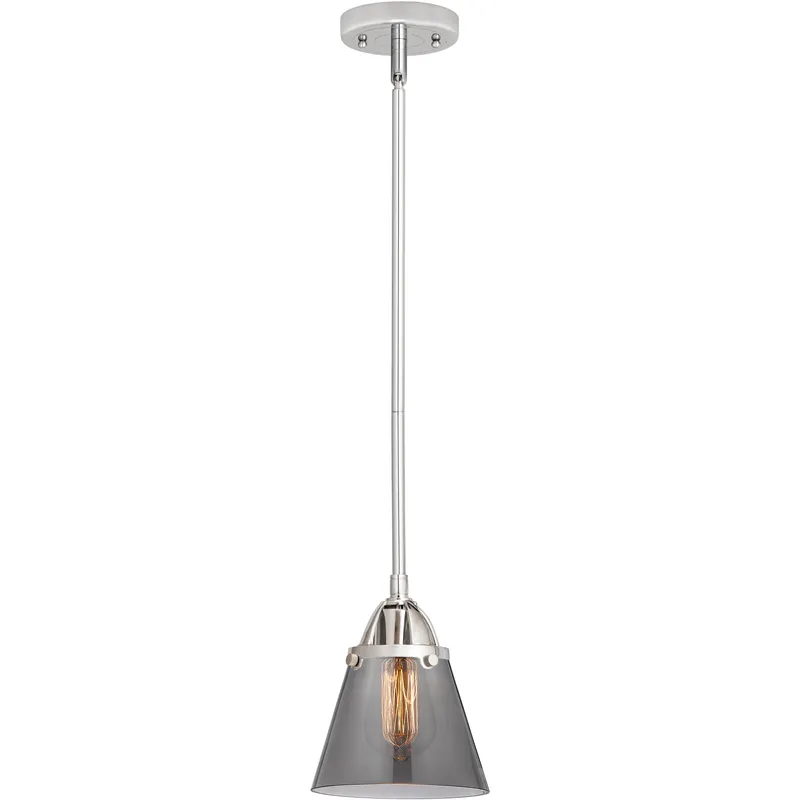 Nouveau 2 Cone 1 Light 6.25 inch Polished Chrome Mini Pendant Ceiling Light in Bulb Not Included, Light Smoke Glass