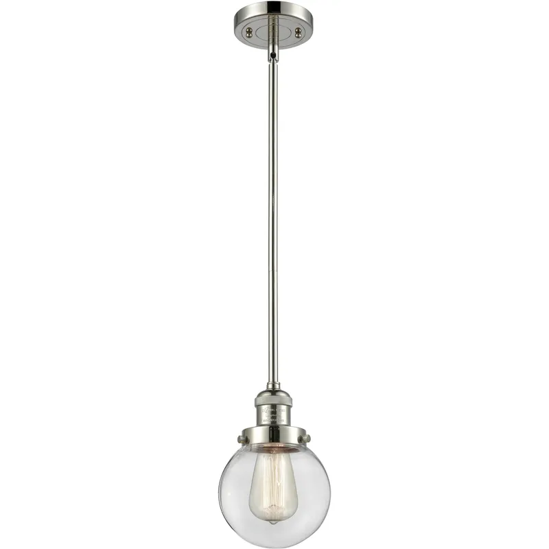 Franklin Restoration Beacon LED 6 inch Polished Nickel Mini Pendant Ceiling Light in Clear, Franklin Restoration