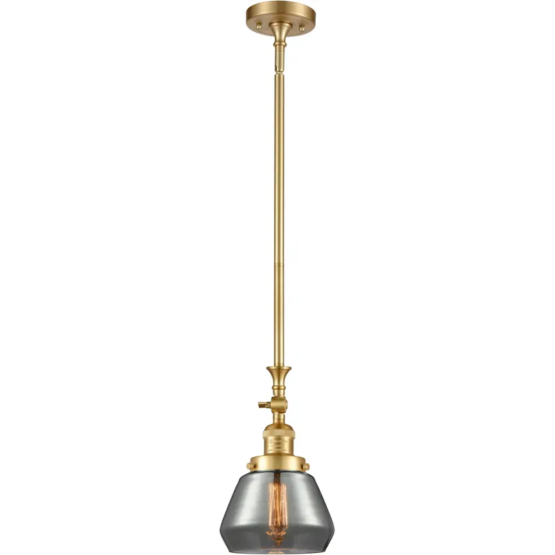 Franklin Restoration Fulton 1 Light 7 inch Satin Gold Mini Pendant Ceiling Light in Bulb Not Included, Light Smoke Glass, Franklin Restoration