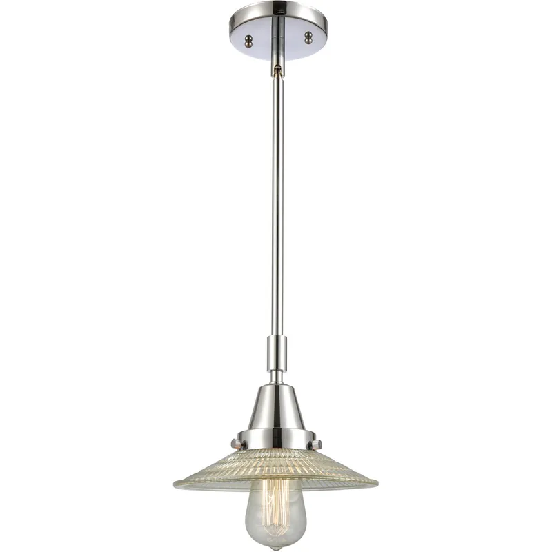 Franklin Restoration Halophane LED 8.5 inch Polished Chrome Mini Pendant Ceiling Light in Clear Halophane Glass