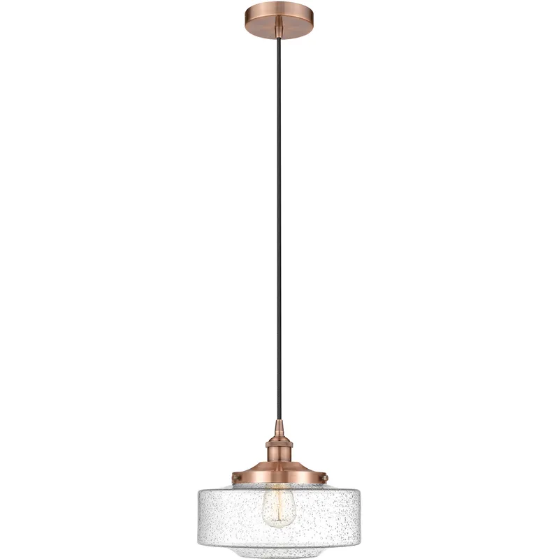 Bridgeton 1 Light 12 inch Antique Copper Mini Pendant Ceiling Light in Seedy Glass