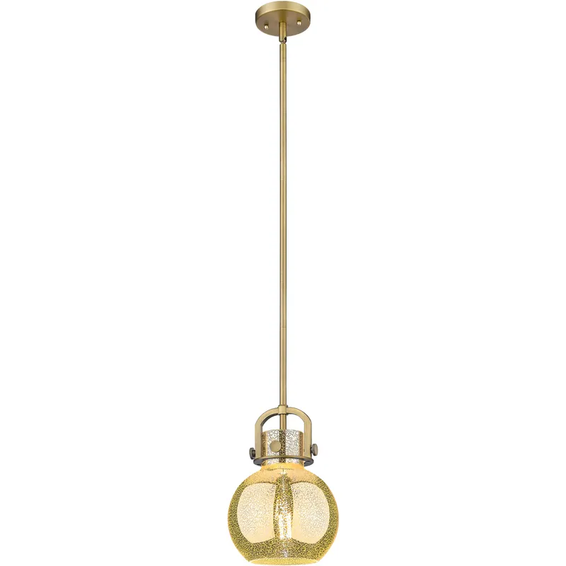 Newton Sphere 1 Light 8 inch Brushed Brass Mini Pendant Ceiling Light in Mercury Glass