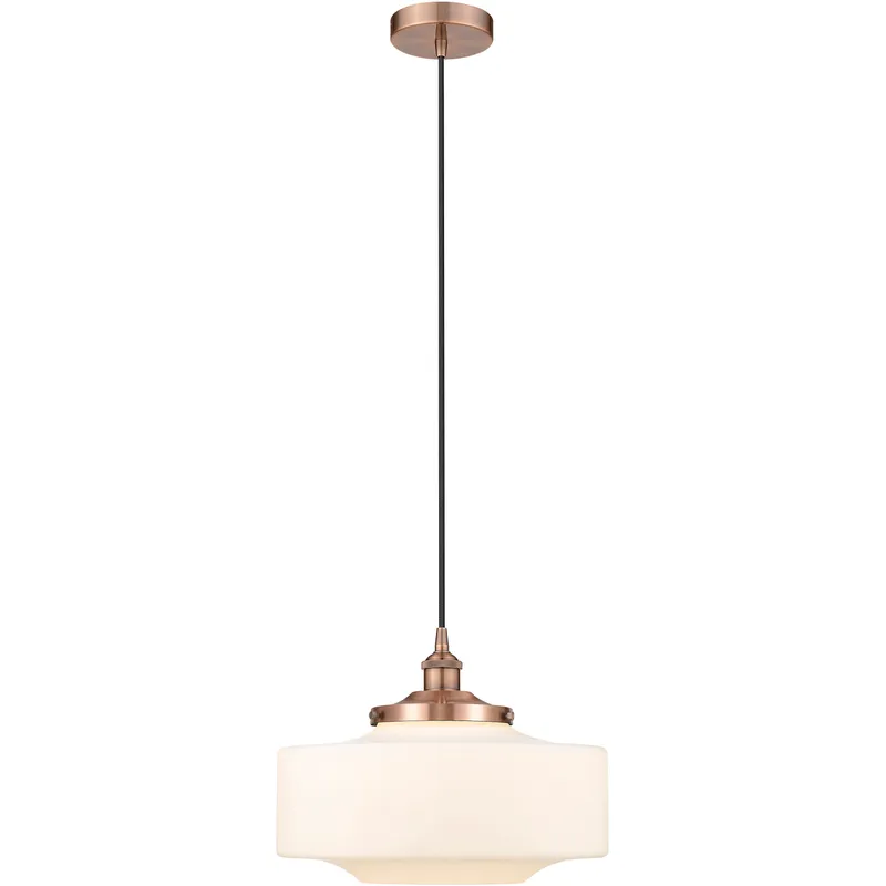 Bridgeton 1 Light 16 inch Antique Copper Mini Pendant Ceiling Light in Matte White Glass