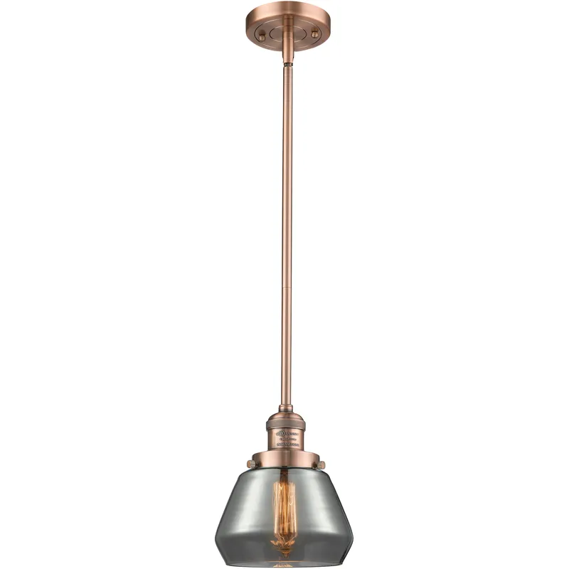 Franklin Restoration Fulton 1 Light 7 inch Antique Copper Mini Pendant Ceiling Light in Bulb Not Included, Light Smoke Glass, Franklin Restoration