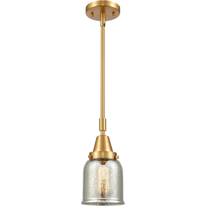 Franklin Restoration Small Bell LED 5 inch Satin Gold Mini Pendant Ceiling Light in Silver Plated Mercury Glass