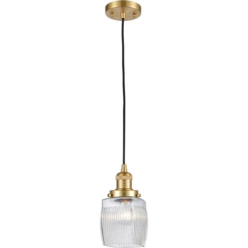Franklin Restoration Colton 1 Light 6 inch Satin Gold Mini Pendant Ceiling Light, Franklin Restoration