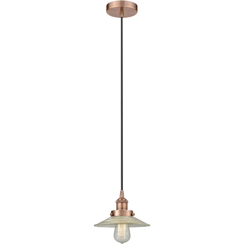 Edison Halophane LED 9 inch Antique Copper Mini Pendant Ceiling Light