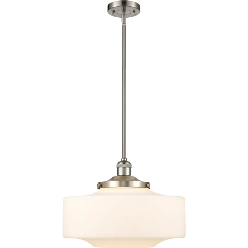 Franklin Restoration Bridgeton 1 Light 11.75 inch Brushed Satin Nickel Mini Pendant Ceiling Light in Incandescent, Matte White