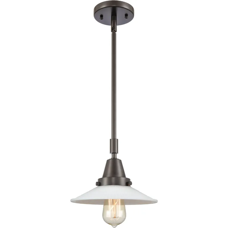 Franklin Restoration Halophane LED 8.5 inch Oil Rubbed Bronze Mini Pendant Ceiling Light in Matte White Halophane Glass