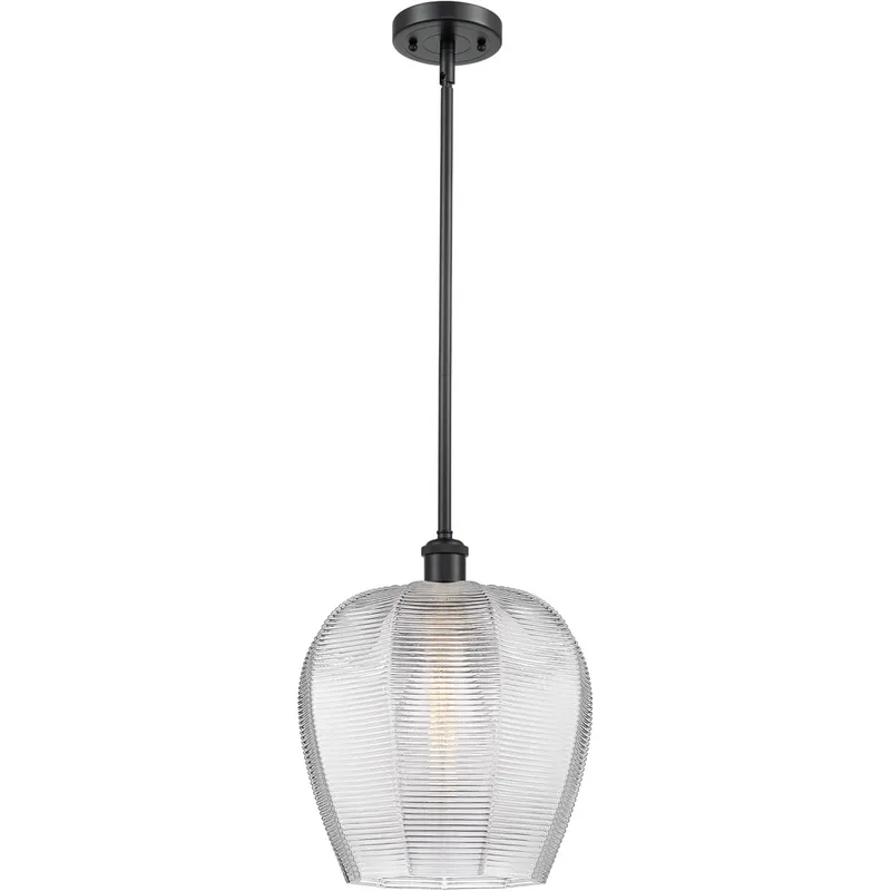 Ballston Norfolk 1 Light 12 inch Matte Black Mini Pendant Ceiling Light in Clear Glass