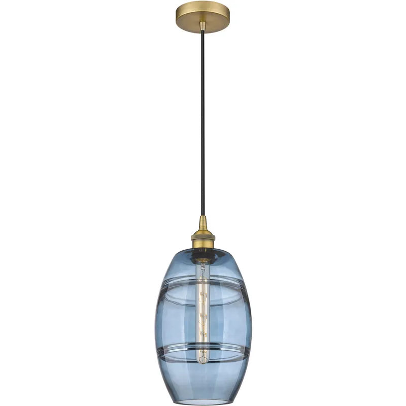 Edison Vaz 1 Light 8 inch Brushed Brass Cord Hung Mini Pendant Ceiling Light
