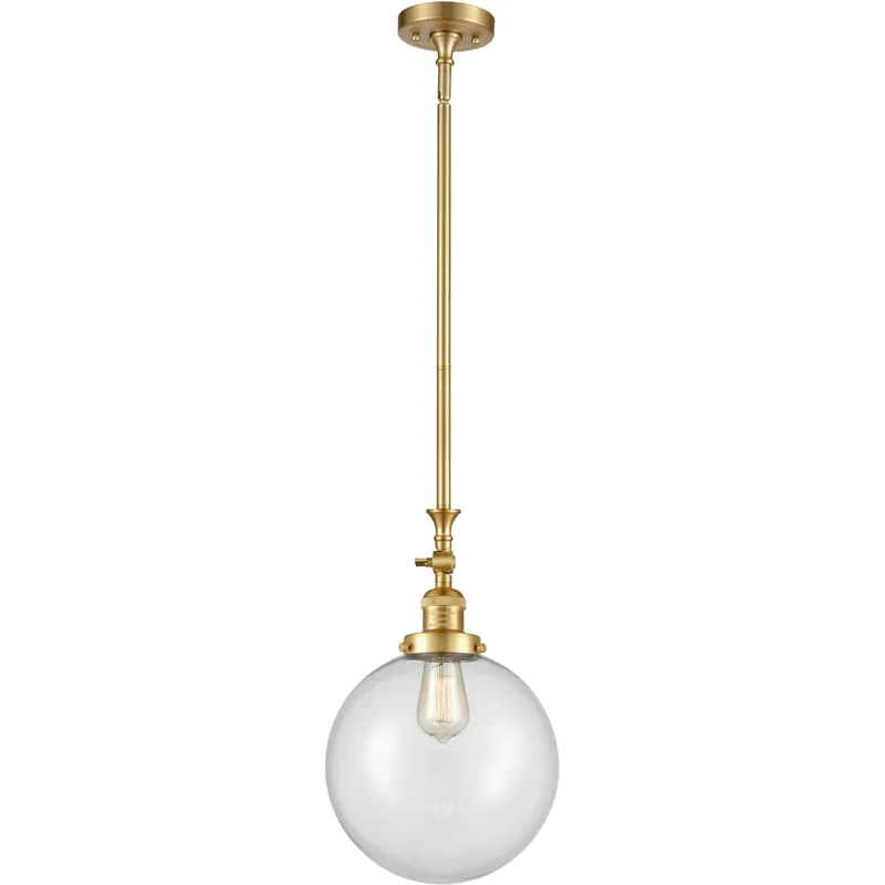 Franklin Restoration Beacon 1 Light 10 inch Satin Gold Mini Pendant Ceiling Light in Incandescent, Clear, Franklin Restoration