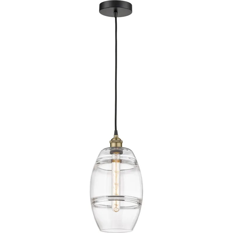 Edison Vaz 1 Light 8 inch Black Antique Brass Cord Hung Mini Pendant Ceiling Light