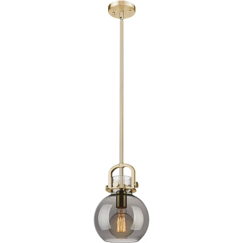 Newton Sphere 1 Light 8 inch Champagne Bronze Mini Pendant Ceiling Light in Light Smoke Glass