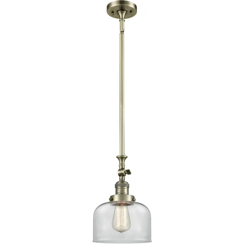 Franklin Restoration Bell 1 Light 8 inch Antique Brass Mini Pendant Ceiling Light in Incandescent, Clear, Franklin Restoration