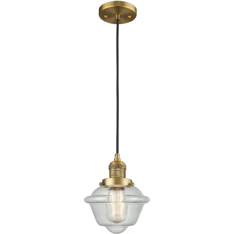 Franklin Restoration Oxford LED 7.5 inch Brushed Brass Mini Pendant Ceiling Light in Seedy, Franklin Restoration