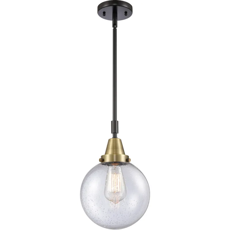 Beacon 1 Light 8 inch Black Antique Brass Mini Pendant Ceiling Light in Seedy Glass