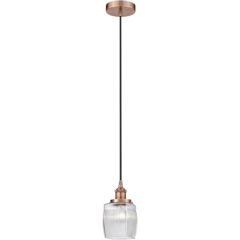 Edison Colton 1 Light 6 inch Antique Copper Mini Pendant Ceiling Light