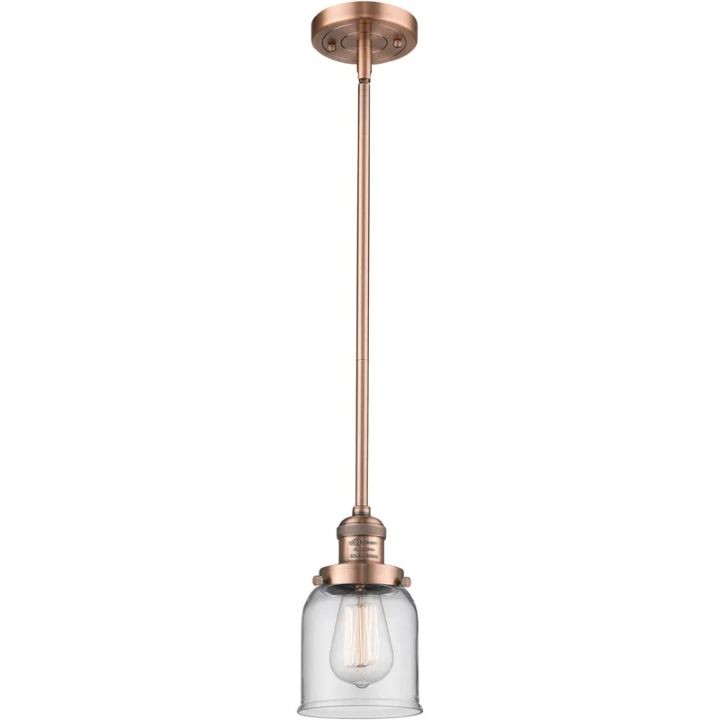 Franklin Restoration Bell 1 Light 5 inch Antique Copper Mini Pendant Ceiling Light in Incandescent, Clear, Franklin Restoration