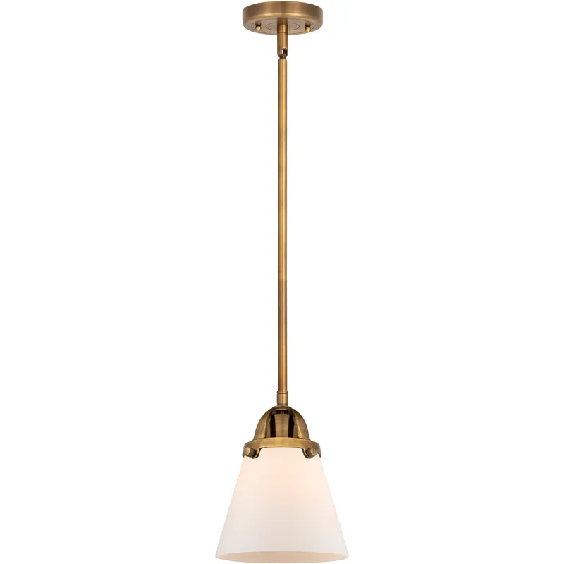 Nouveau 2 Cone LED 6.25 inch Brushed Brass Mini Pendant Ceiling Light in Matte White