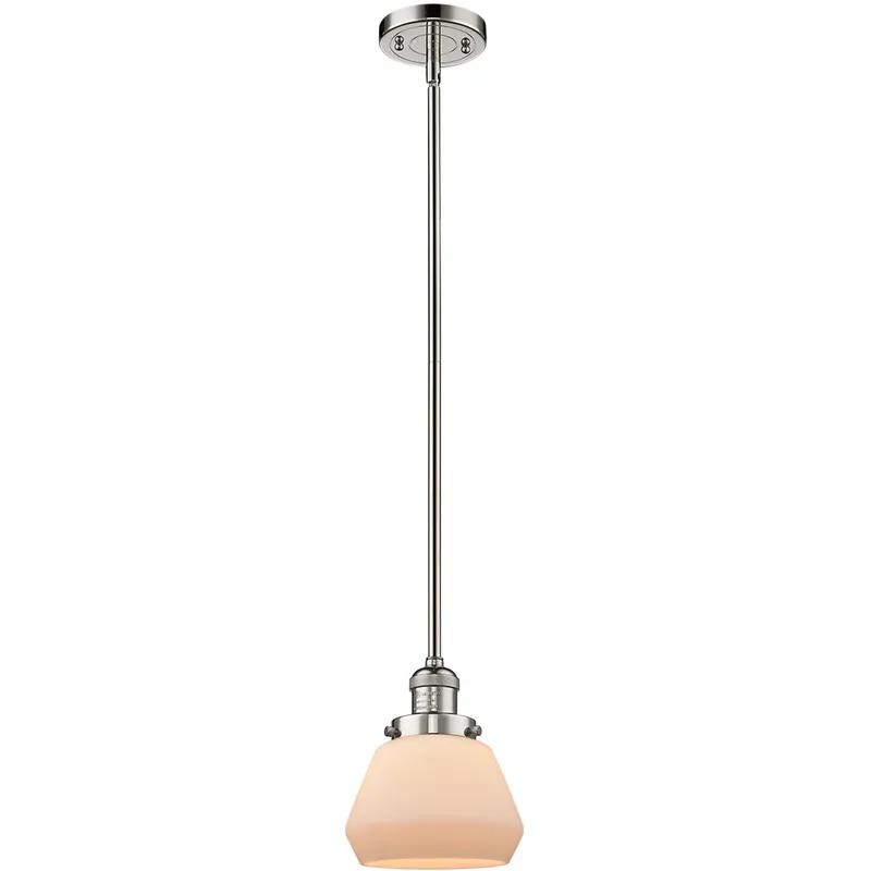 Franklin Restoration Fulton 1 Light 7 inch Polished Nickel Mini Pendant Ceiling Light in Incandescent, Matte White, Franklin Restoration