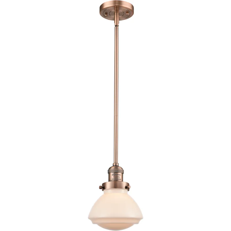Franklin Restoration Olean LED 6.75 inch Antique Copper Mini Pendant Ceiling Light in Matte White, Franklin Restoration